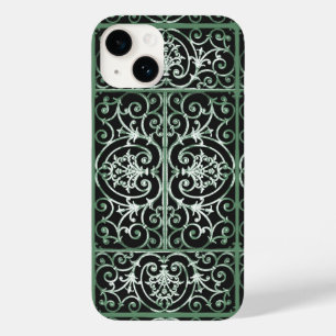 Groen en zwart scrollwerkpatroon Case-Mate iPhone 14 hoesje