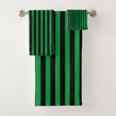 Groen en Zwart Verticale Strepen Bad Handdoek (Insitu)