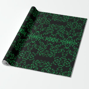 Groen en zwart wirl Gothic Wedding Cadeaupapier