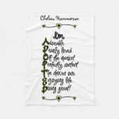 Groen en zwart-wit, geadopteerde rugleuning fleece deken (Voorkant)