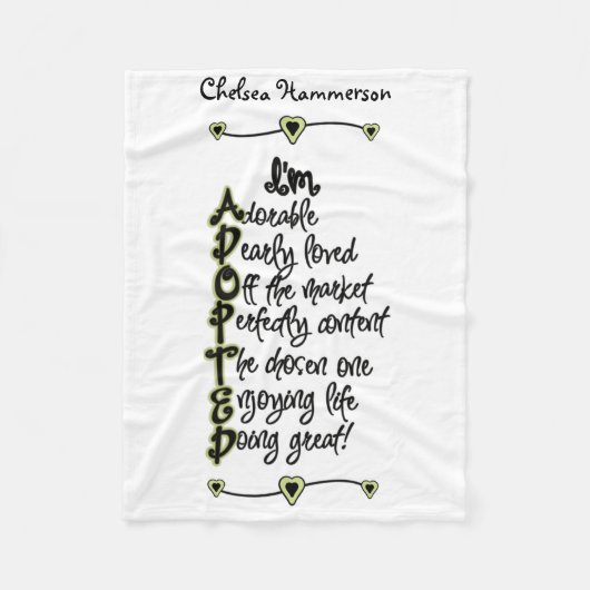 Groen en zwart-wit, geadopteerde rugleuning fleece deken (Voorkant)