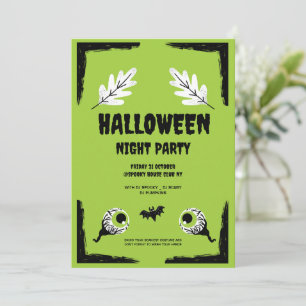 Groen en Zwarte Halloween Feest, Halloween Feest Feestdagenkaart