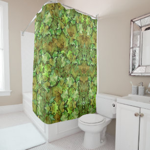 Groen Engels Ivy Natuur Waterverf Pattern Douchegordijn