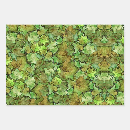 Groen Engels Ivy Natuur Waterverf Pattern Inpakpapier Vel (Voorkant 2)