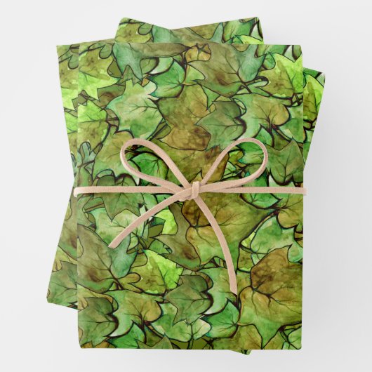 Groen Engels Ivy Natuur Waterverf Pattern Inpakpapier Vel (In situ)