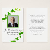 Groen Engels Ivy Vine begrafenis gebed Visitekaartje (Voorkant /achterkant)
