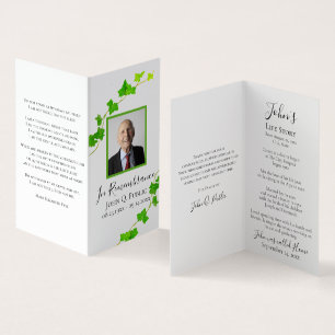 Groen Engels Ivy Vine begrafenis gebed Visitekaartjes