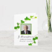 Groen Engels Ivy Vine Foliage Begrafenissympathie Bedankkaart (Voorkant)