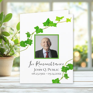 Groen Engels Ivy Vine Foliage Begrafenissympathie Bedankkaart