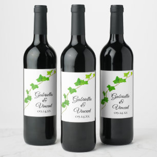 Groen Engels Ivy Vine Foliage Bruiloft Wijn Etiket
