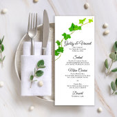 Groen Engels Ivy Vine op White Wedding Menu
