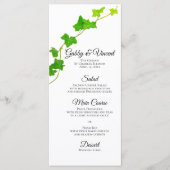 Groen Engels Ivy Vine op White Wedding Menu (Voorkant)