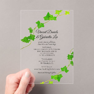 Groen Engels Ivy Vine Wedding Acryl Uitnodigingen