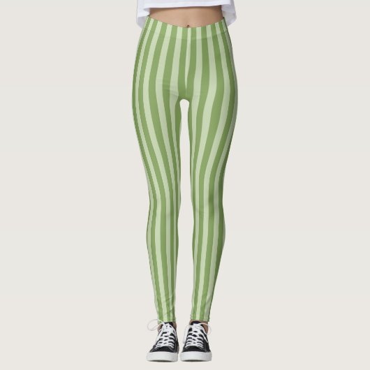 Groen enkelvoudig gestreept patroon leggings (Voorkant)
