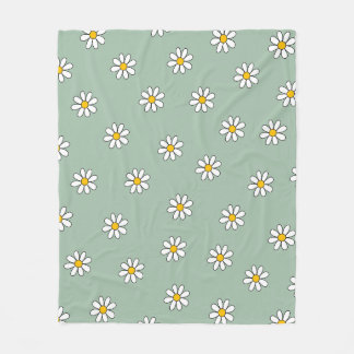  Groen Esthetisch Botanisch Bloemen Daisy Pat Fleece Deken