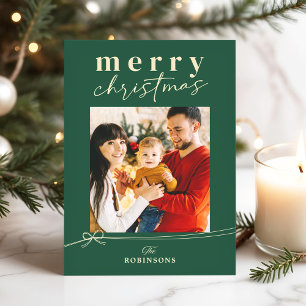 Groen Esthetisch Gezellig Familie Kerst Foto Feestdagenkaart