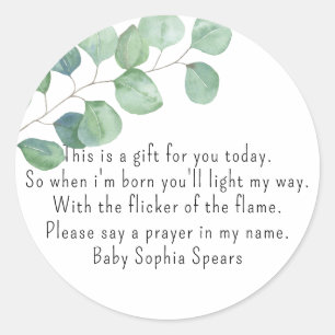Groen Eucalyptus - Aanbiddingskaarslabel Ronde Sticker