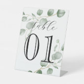 groen, eucalyptus, aangepaste nummer, bruiloft, ca reclamebord met voetstuk (Voorkant)