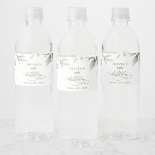 Groen, Eucalyptus Bladeren, Boho, Verjaardag Waterfles Etiket