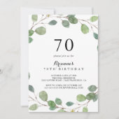 Groen Eucalyptus Bladgroen 70e Verjaardagsfeest Kaart (Voorkant)