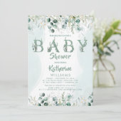 Groen Eucalyptus Bladgroen Baby shower Kaart (Staand voorkant)