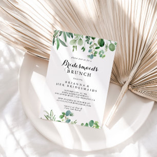 Groen Eucalyptus Bruidsmeisjes Brunch Douche Kaart
