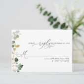 Groen eucalyptus bruiloft RSVP Kaartje (Staand voorkant)
