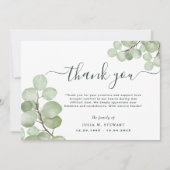 Groen Eucalyptus Elegant Begrafenis Hartelijk dank Kaart (Voorkant)