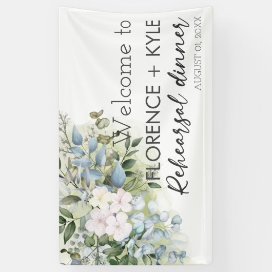 Groen Eucalyptus Elegant Stof Oefen Diner Spandoek (Verticaal)