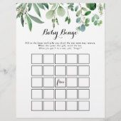 Groen Eucalyptus Foliage Baby Bingo Shower Game (Voorkant)