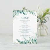 Groen Eucalyptus Frameborder Huwelijk Menu (Staand voorkant)