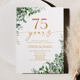 Groen Eucalyptus Gold 75e bruiloft Jubileum Kaart
