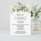Groen Eucalyptus Goud Glitter Bruiloft Details Informatiekaartje (Staand voorkant)