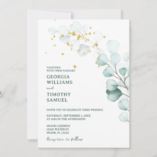 Groen Eucalyptus groen met gouden Sparkles Kaart