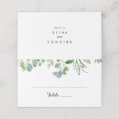 groen eucalyptus kalligrafie bruiloft plaats kaart (Buitenkant ongevouwen)