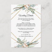 groen eucalyptus katoen glitter bruiloft details informatiekaartje (Voorkant)