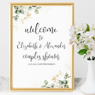 Groen Eucalyptus Koppel Bruiloft Verwelkomingsbord Poster