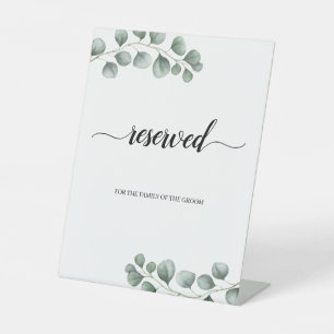 Groen Eucalyptus laat kalligrafie voorbehouden Reclamebord Met Voetstuk