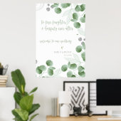 Groen Eucalyptus laat ons welkom op onze bruiloft Poster (Thuiskantoor)