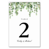 Groen Eucalyptus loof gepersonaliseerd tafelnummer (Achterkant)