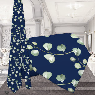 Groen Eucalyptus Marineblauw Huwelijk Stropdas