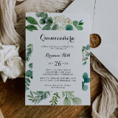 Groen Eucalyptus Moderne kalligrafie Quinceañera Kaart