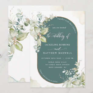Groen, Eucalyptus Oval Arch, Greenery Wedding Kaart