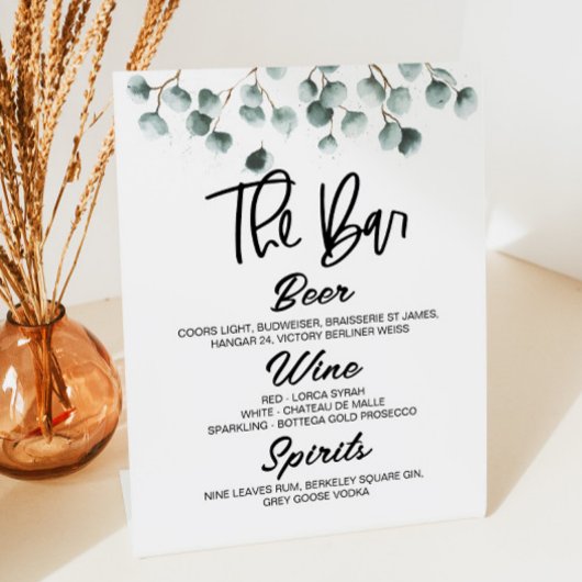 Groen Eucalyptus Plant Drink Bast voetstuk Reclamebord Met Voetstuk