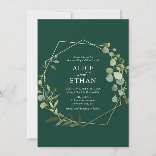 groen eucalyptus script smaragd groen kaart (Voorkant)