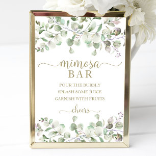 Groen Eucalyptus Waterverf Mimosa Bar Bord Poster