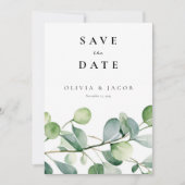 Groen Eucalyptus Waterverf Save The Date (Voorkant)