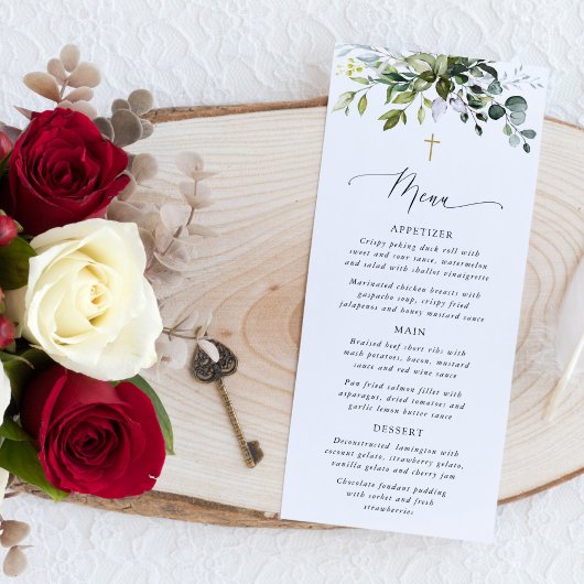 Groen, Eucalyptusbladeren, Boho, Doopmenu Menu