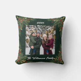 Groen Familie Foto Kerst Kussen