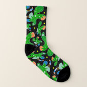 Groen Fantasie Bloemmotief Sokken (Rechts - buiten)